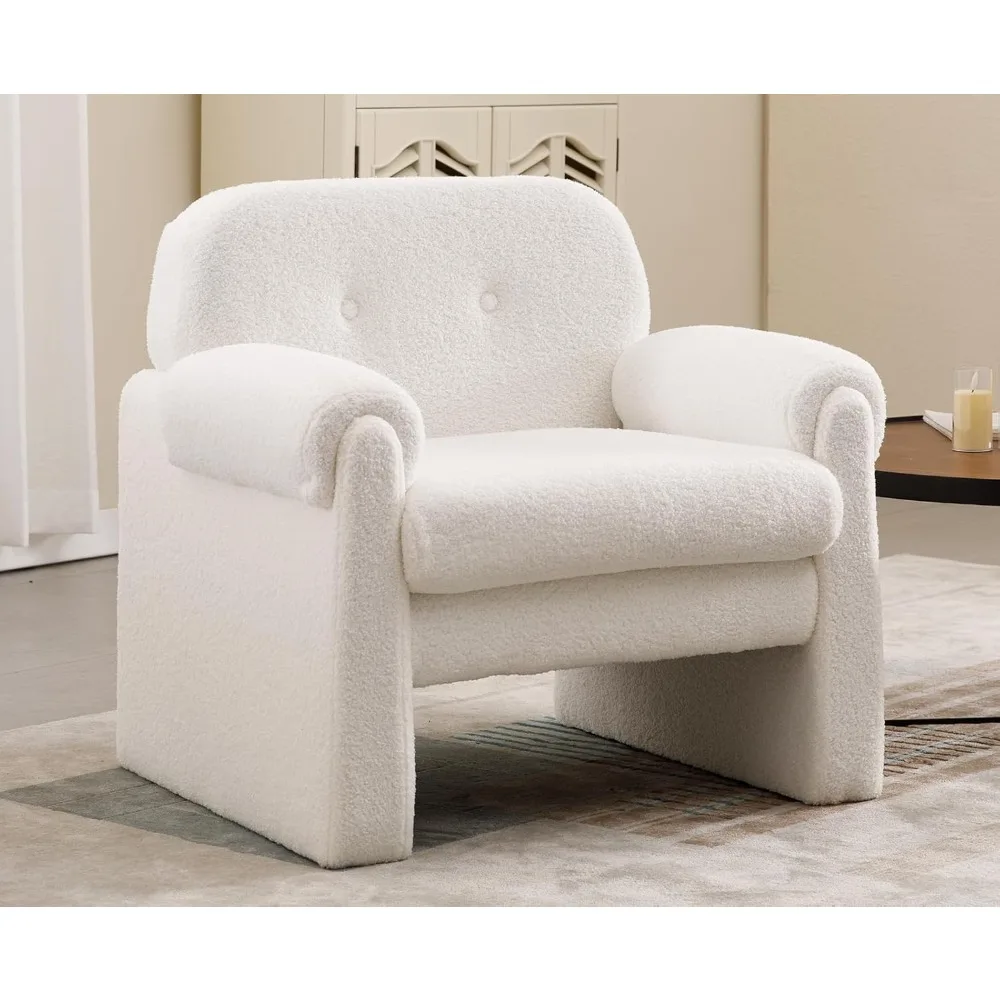 Ohrstühle mit gebogenen Armlehnen, Ruhestühle mit breiten Sitzen aus Kunstfell und gepolsterten Stühlen