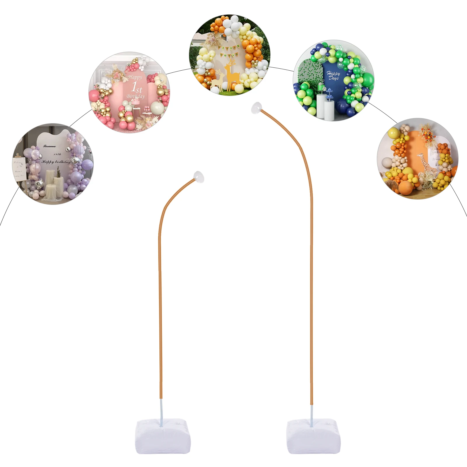 Ballonbogen-Set, 1,5 m + 2,5 m, halber Bogen, Ballonständer mit Basis, Ballonhalter, Bodenmontage, Ballon-Hintergrundständer zur Dekoration