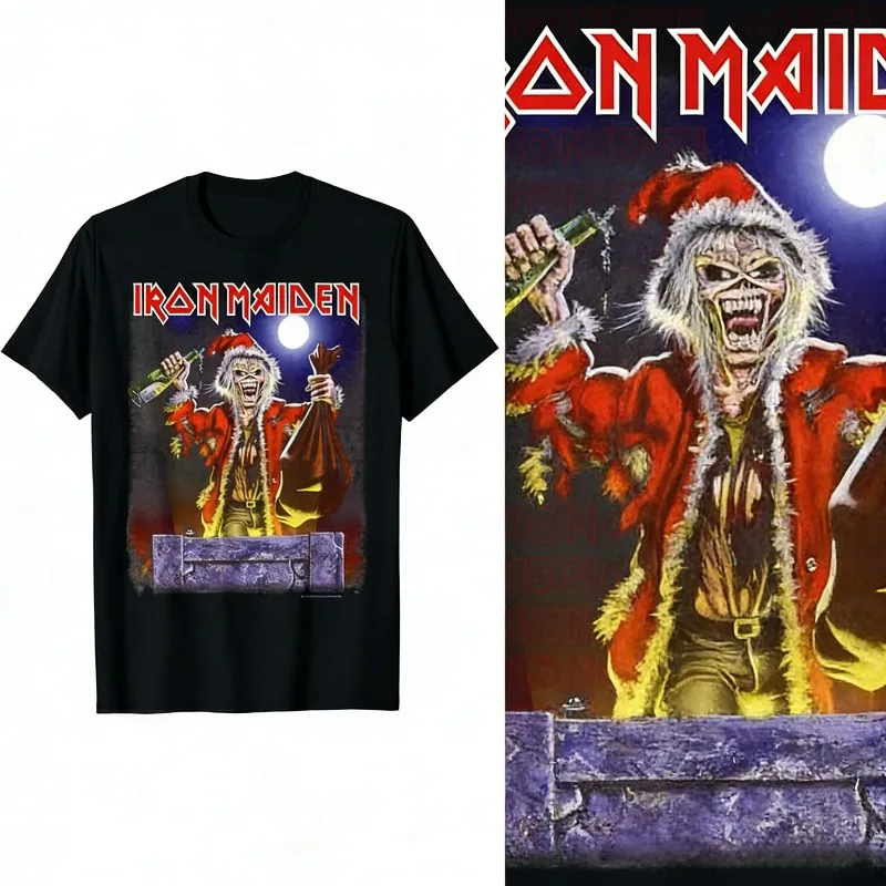 2025 Summer Iron Maiden Somewhere in Time 100 % reine Baumwolle bedrucktes T-Shirt Eddie Cyborg Vintage Rock Band Tee