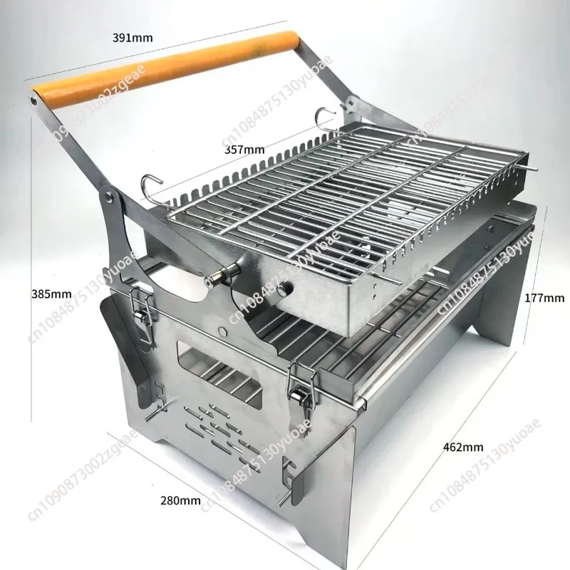 Flip Holzkohlegrill Haushalt Outdoor Abnehmbarer rotierender Netzgrill Image