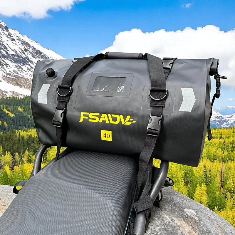 FSADV Motorradtasche 40L 66L Wasserdichte PVC-Hecksatteltasche Langlebiges Trockengepäck Outdoor-Tasche Motorrad-Rücksitztasche Zubehör Image