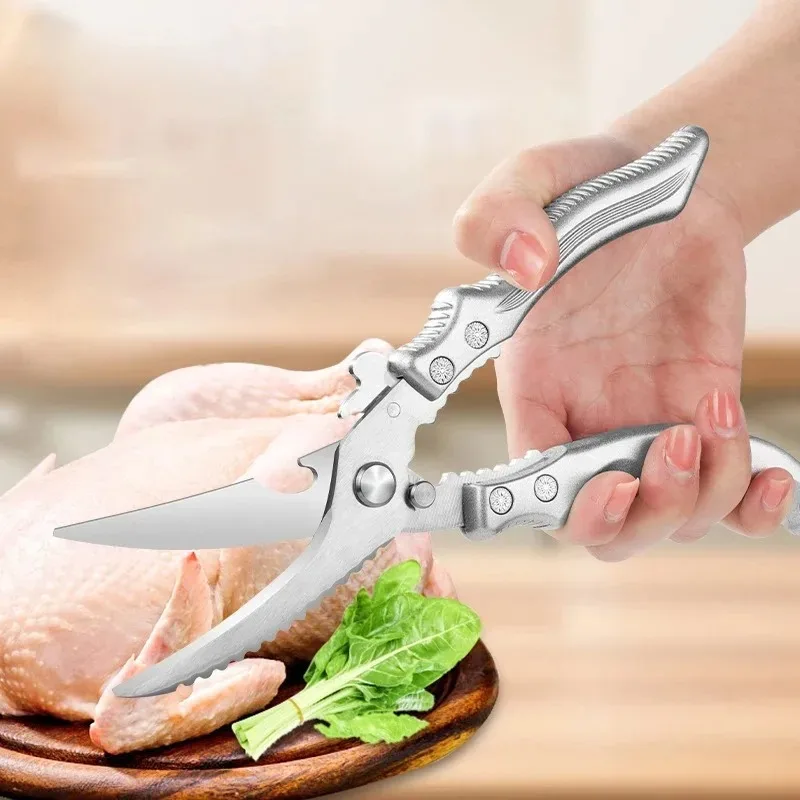 Küchenschere, Edelstahl, Hühnerknochenschere, multifunktionale Fleischschneideschere, Messer für die Küche, Kunststoffgriff Image