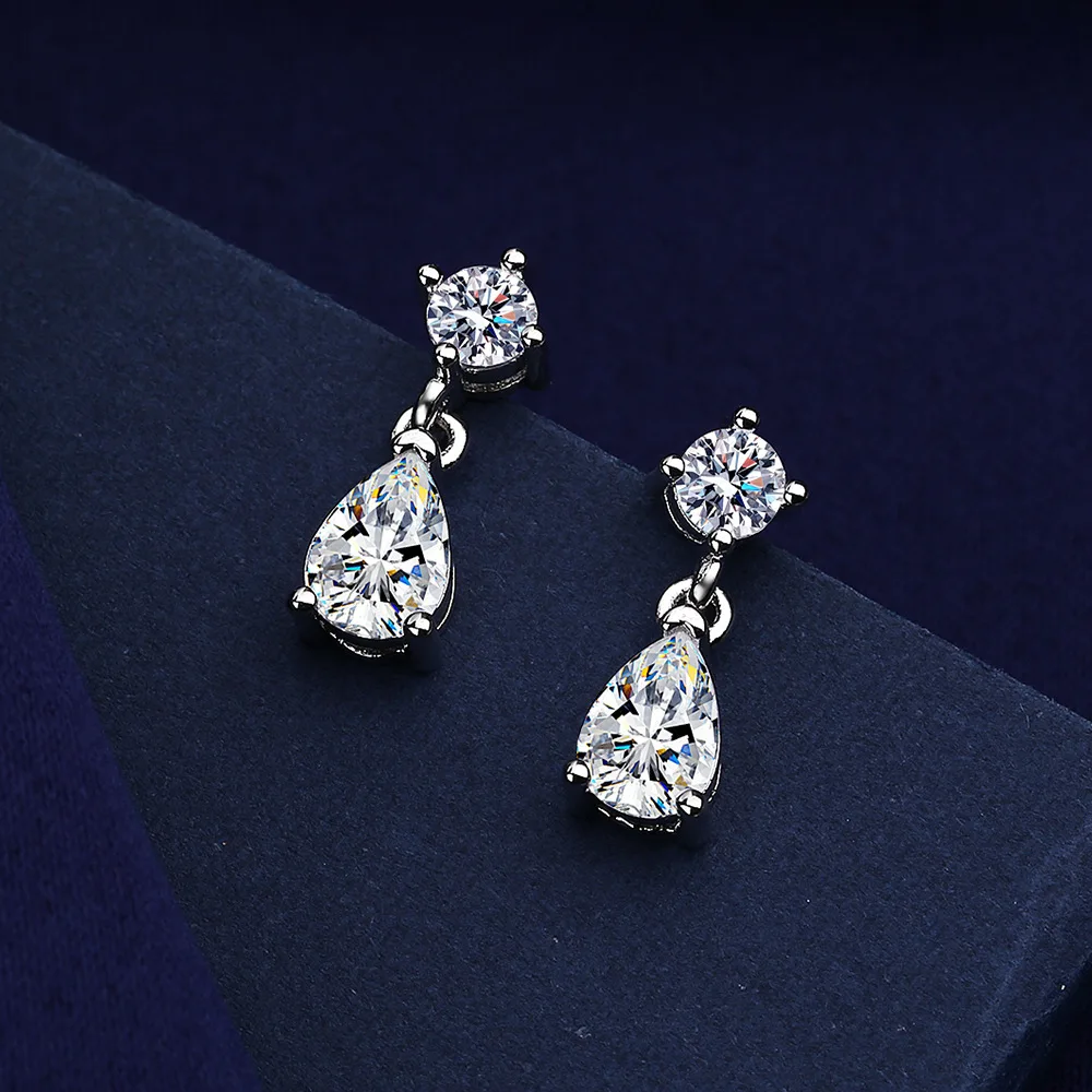 Neue Ohrringe aus 925er-Sterlingsilber, Moissanit-Wassertropfen für Frauen, exquisite Freundin, Hochzeit, Verlobung, Schmuck, modisches Geschenk Image