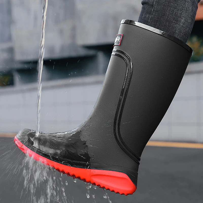 Lässige High-Top-Regenstiefel für Herren, wasserdichte Outdoor-Schuhe, modische Regenstiefel, Koch-Herrenschuhe, lange Stiefel