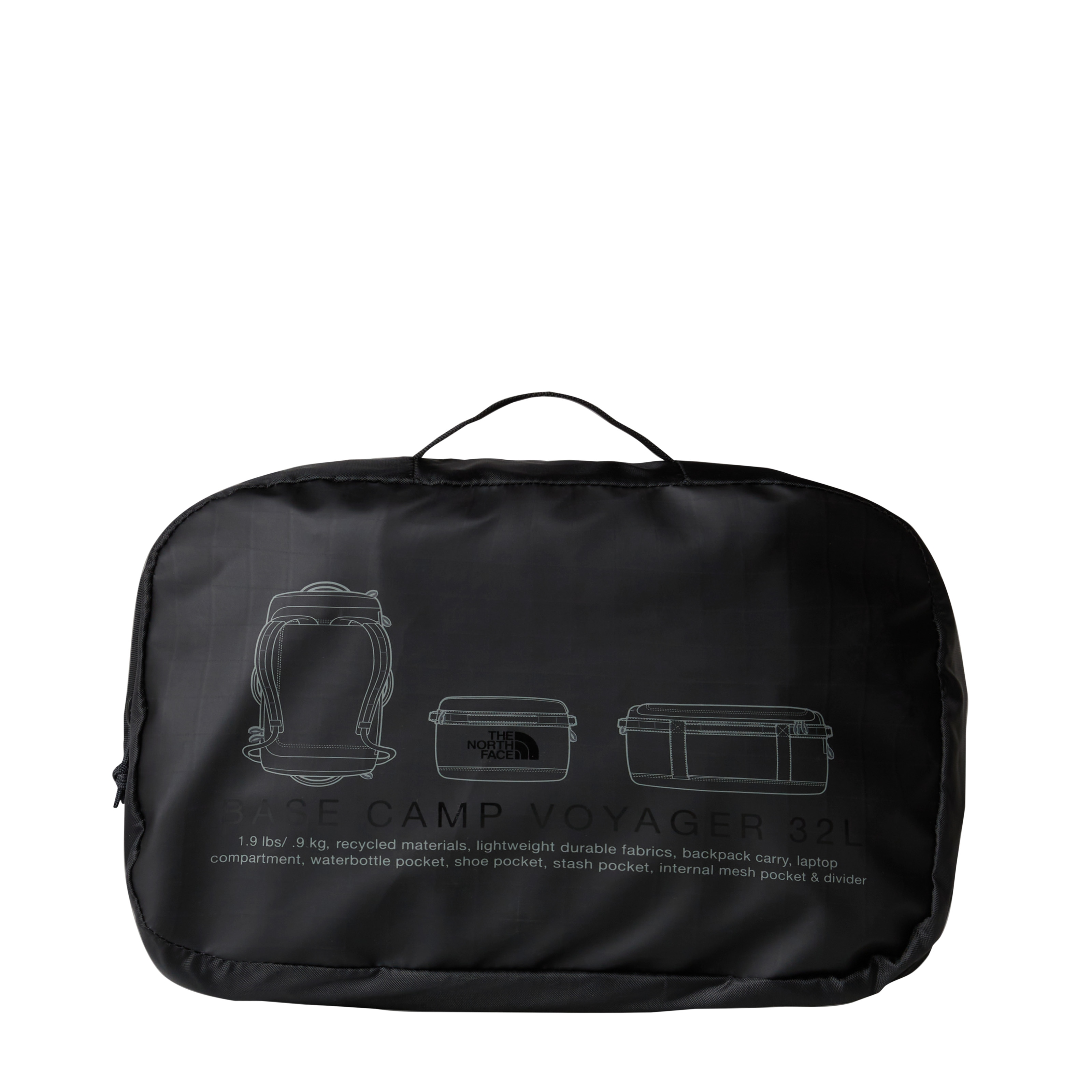 Sporttasche THE NORTH FACE "BASE CAMP VOYAGER DUFFEL 32L", tnf schwarz, asphalt grau, Obermaterial: 100% Polyester, Taschen Sporttasche, mit mehreren Fächern, mit Laptopfach