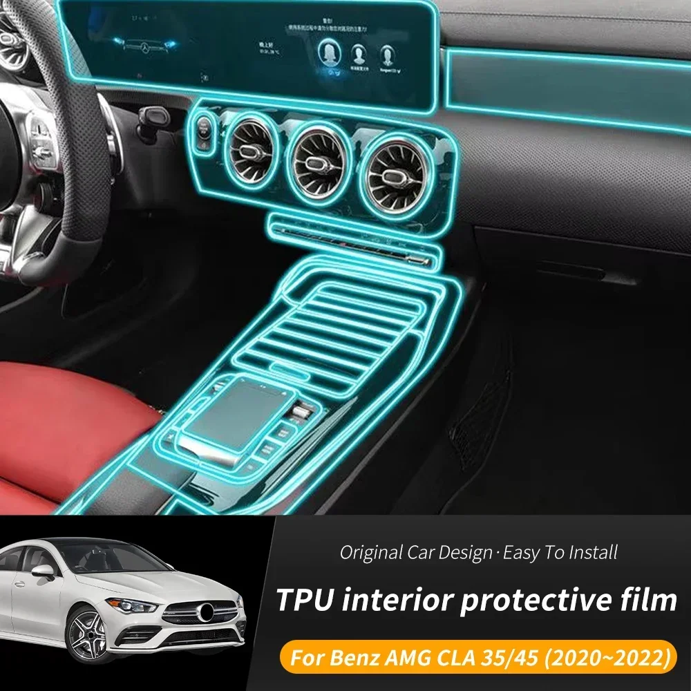 Auto Interior Center Konsole Transparente TPU Schutz Film Anti-scratch Reparatur Film Für Mercedes-Benz CLA 35/45 AMG 20-22 C118 Image