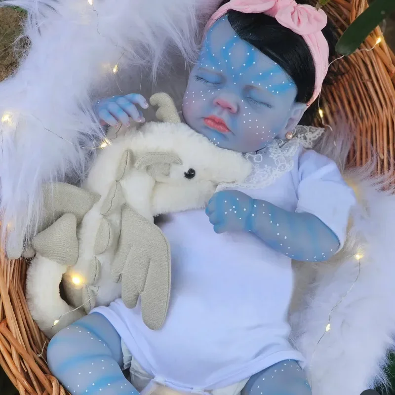 19 Zoll weiche Körper Reborn Baby Doll Loulou Avatar handgemachte lebensechte Neugeborene schlafende Baby 3D bemalt Hautton Mu Diegoas Bebe Reborn Image
