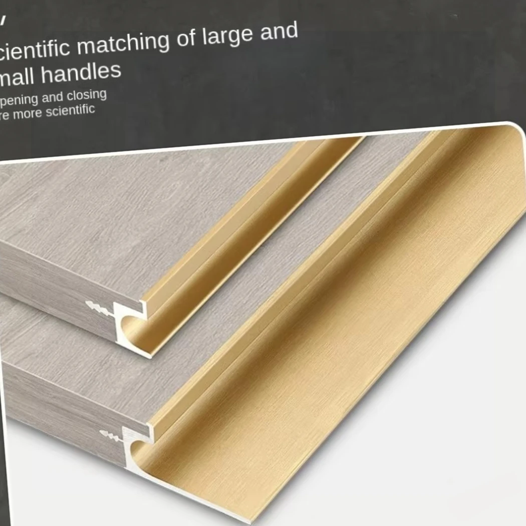 Schwarzer und goldener langer unsichtbarer Griff, 60–1000 mm, Aluminium, Kleiderschranktür, dunkler Griff, Schrank, versteckter Schrankknopf, Großhandelsgriff Image