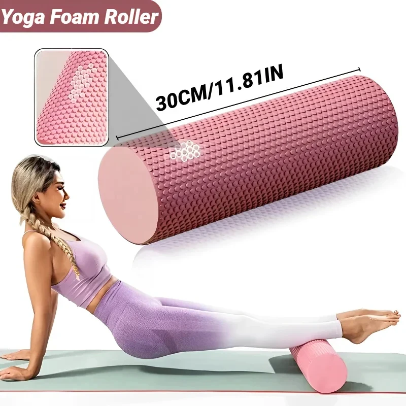 Hexagonal EVA Foam Yoga Roller, 10cm × 30cm Massage Foam Roller for Pilates Home Fitness Workout
