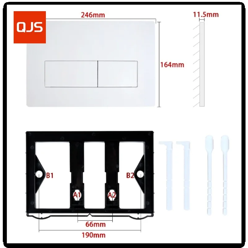 Verdeckte Spülkastenplatte mit bündigem Knopf, Spülplatte und Rahmen, geeignet für Geberi-t Sigma 20/ 01/ 30/ 50/ 60 246 mm x 164 mm Image