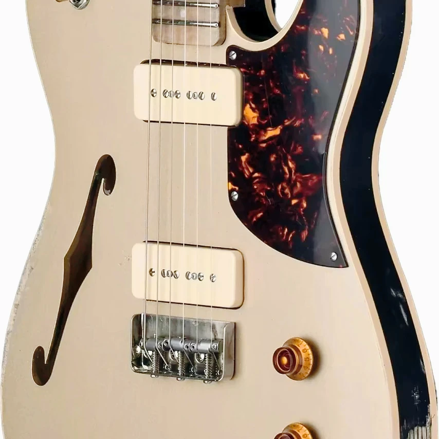 Halbhohle E-Gitarre mit F-Loch, P90-Tonabnehmern, Ahornhals, 60 Tage Produktionszeit, nach einer Bestellung aufgeben. Image