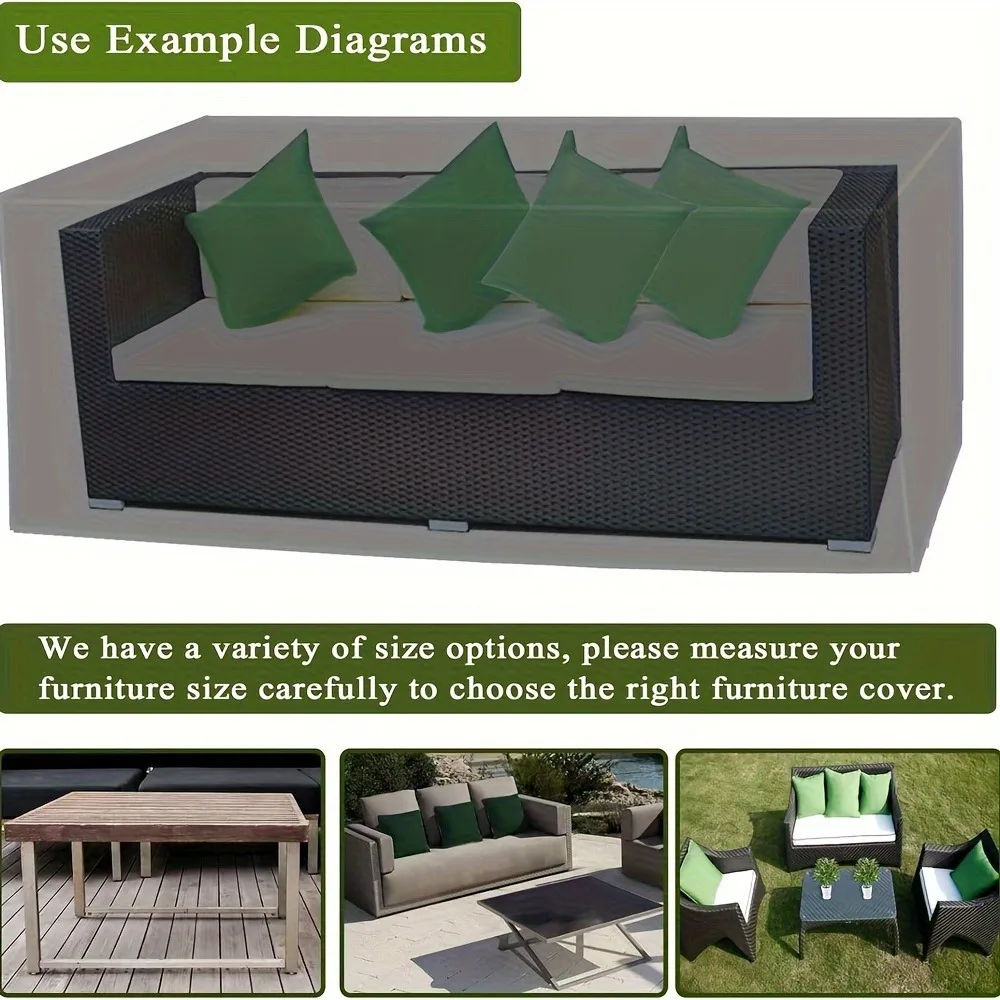 Abdeckung für Gartenmöbel, robuste rechteckige Abdeckung für Terrassenmöbel, winddichte Gartentischabdeckung aus 210D Oxford