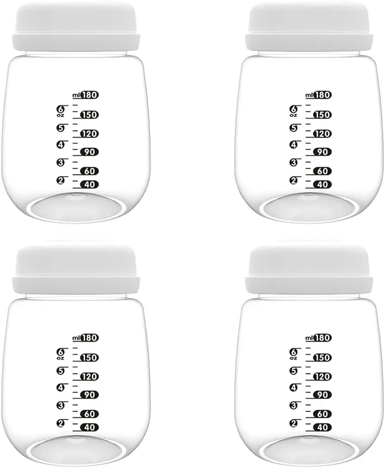 Milchpumpen-Sammelflaschen für Milchpumpen Spectra S2/S1/9 Plus, 180 ml wiederverwendbare Flaschen mit Kragen und Dichtungsscheibe Image