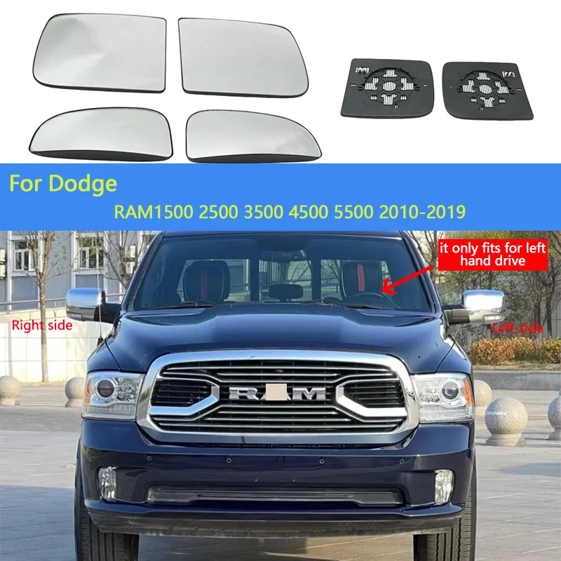Für Dodge Ram 1500 2500 3500 4500 5500 2010-2019 Tür Flügel Rückspiegel Glas Seite Spiegel Objektiv beheizte Seite Spiegel Glas Image