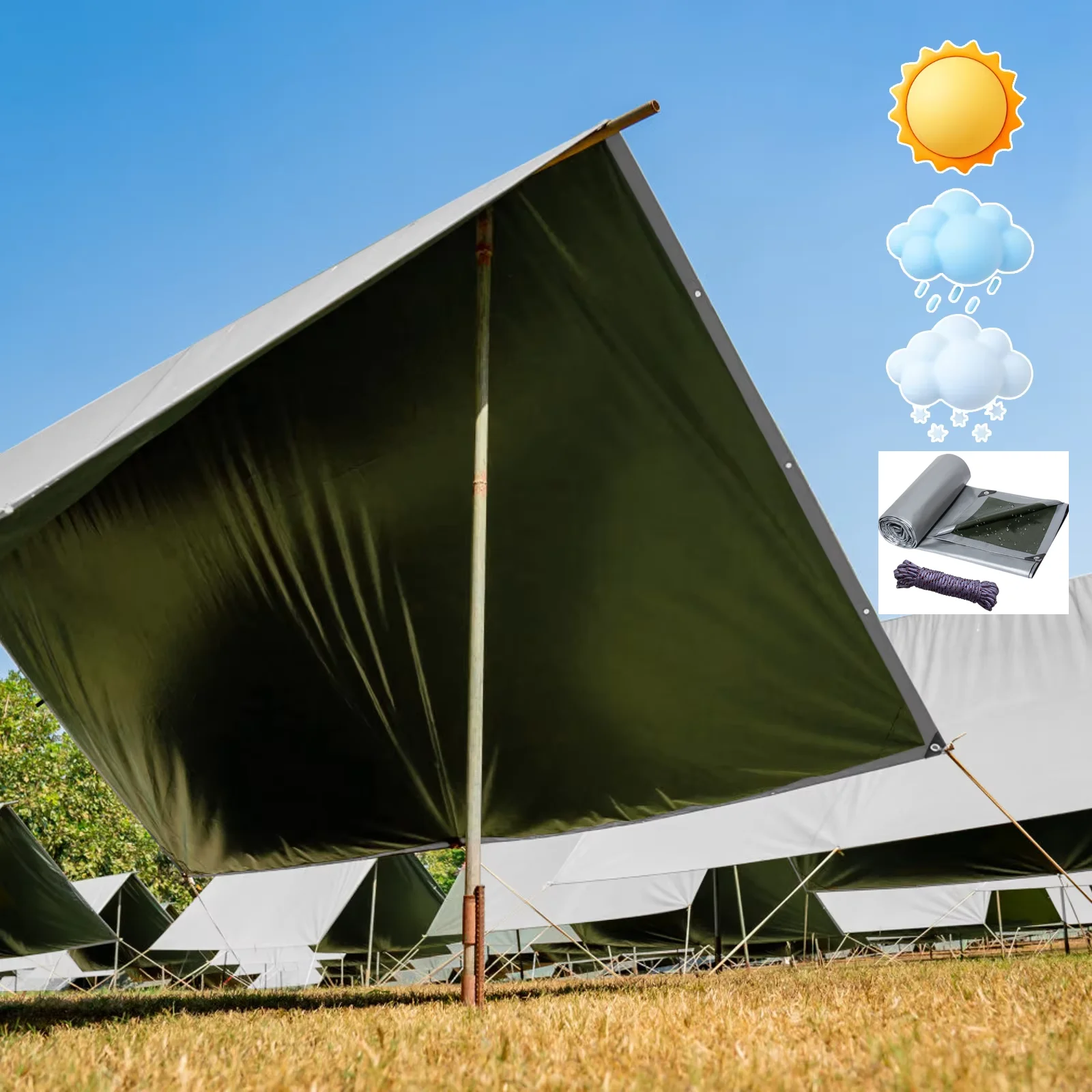 Plane, wasserdichte Stoffplane, 180 g/m2, PE-Plane, UV-beständig, wetterfest, für Gartenmöbel, Pool, Holz, Auto, Boot