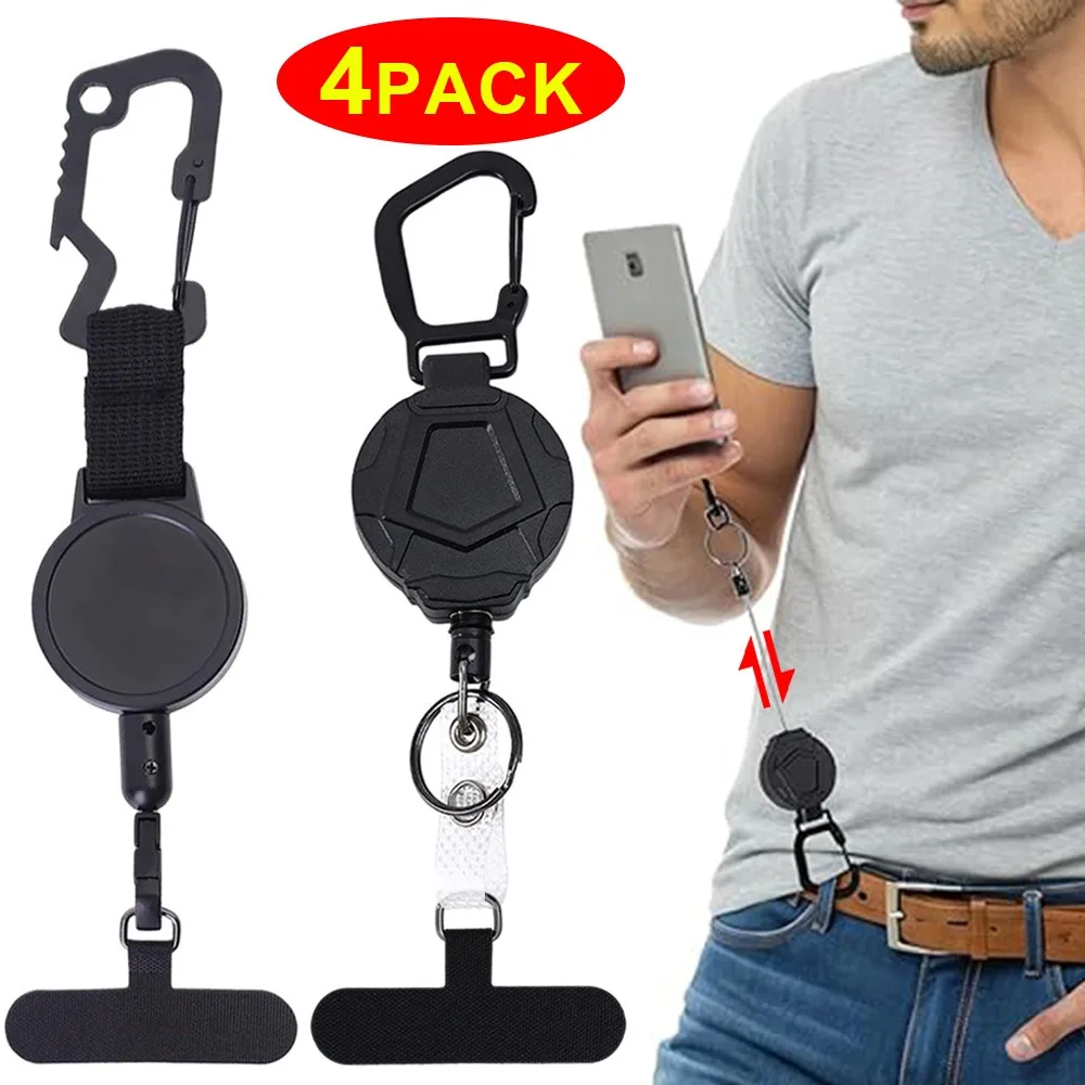 Support de téléphone antivol rétractable, sangle de lanière de téléphone portable, attache de sécurité pour Smartphone avec Clip de ceinture pour voyage en plein air, 1/2/4 pièces