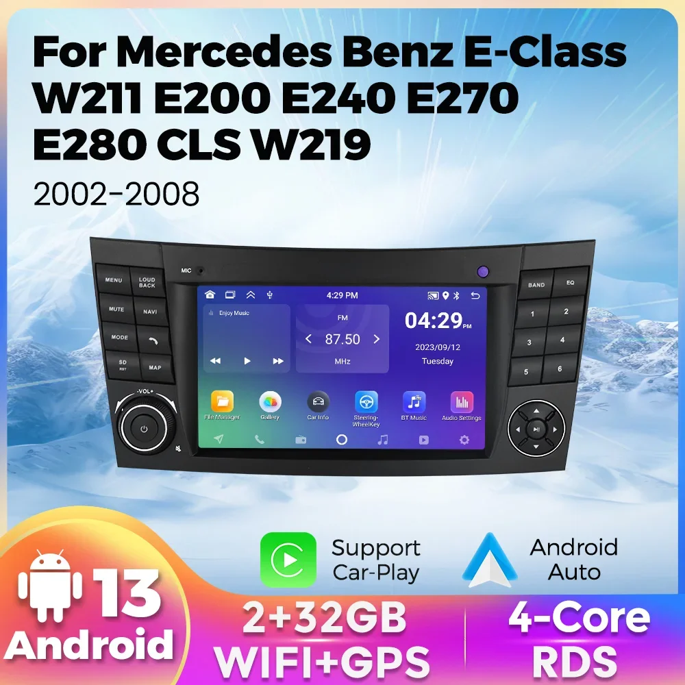Android Video Stereo für Mercedes Benz E-Klasse W211 E200 E220 E300 E350 E240 E270 E280 CLS KLASSE W219 Carplay Auto Auto Radio GPS Image