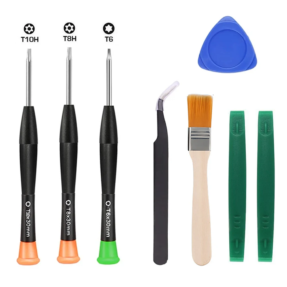 8 in 1 Repair Kit for Xbox Series X/S Xbox One Controller, Nin-tendo Switch Gamepads with T6/T8H/T10H Screwdriver,Brush,Tweezer