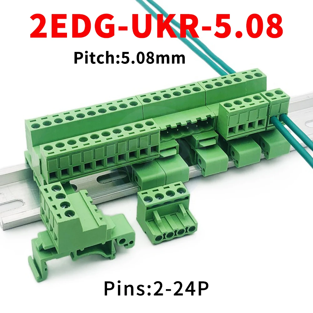 (5 Stück) KF 2EDG-UKR 5.08mm lötfreier Stoß 2EDGK UKR 5.08 Plug-in-Klemmenblock 35mm DIN-Schienen-Paar-Klemmenblock 2-24Pin Image