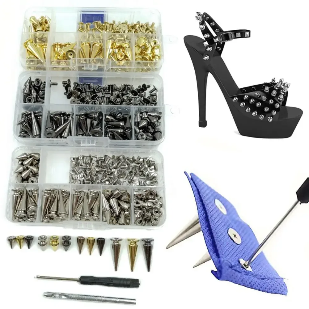 80 Sets Gold Silber Schwarz Punk Nieten DIY Dekoration Gemischte Größe Kleidung Spikes Kit Armband Kragen Schuhe Rückseite Nieten & Spike