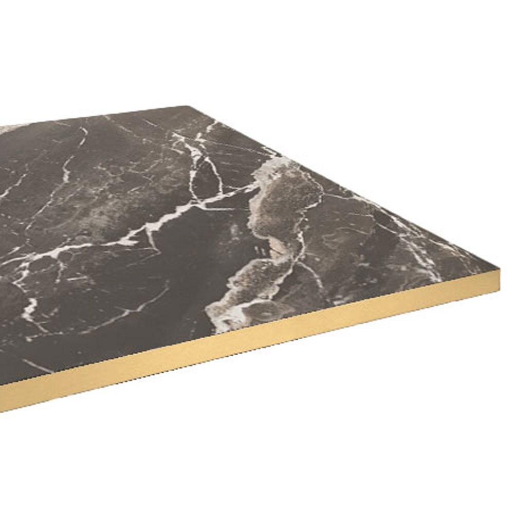 Restootab - Tischplatte 110x70 Dekor Marmor royal Kanten messingfarben Image