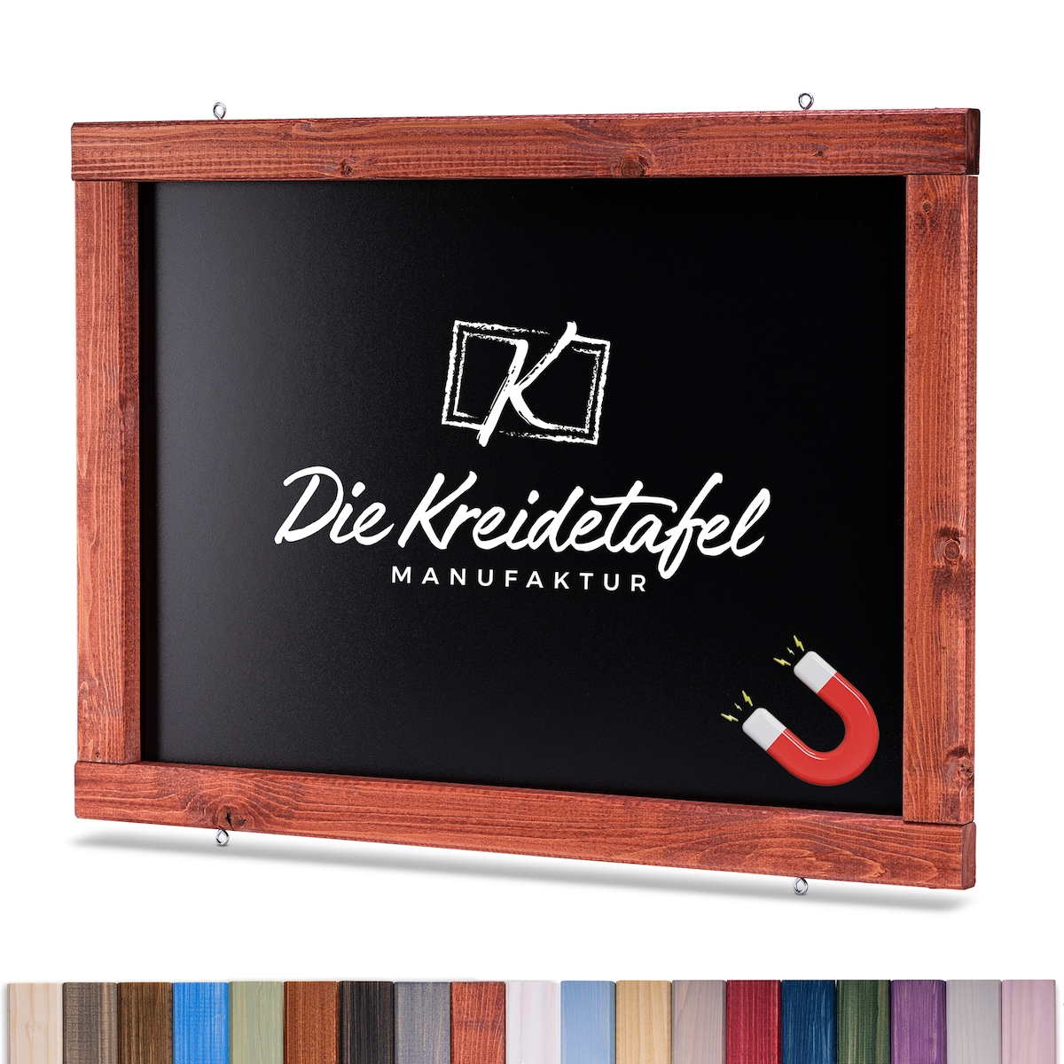 Die Kreidetafel Manufaktur Magnetische Kreidetafel - Magnettafel mit Holzrahmen / Mahagoni 150x60cm Image