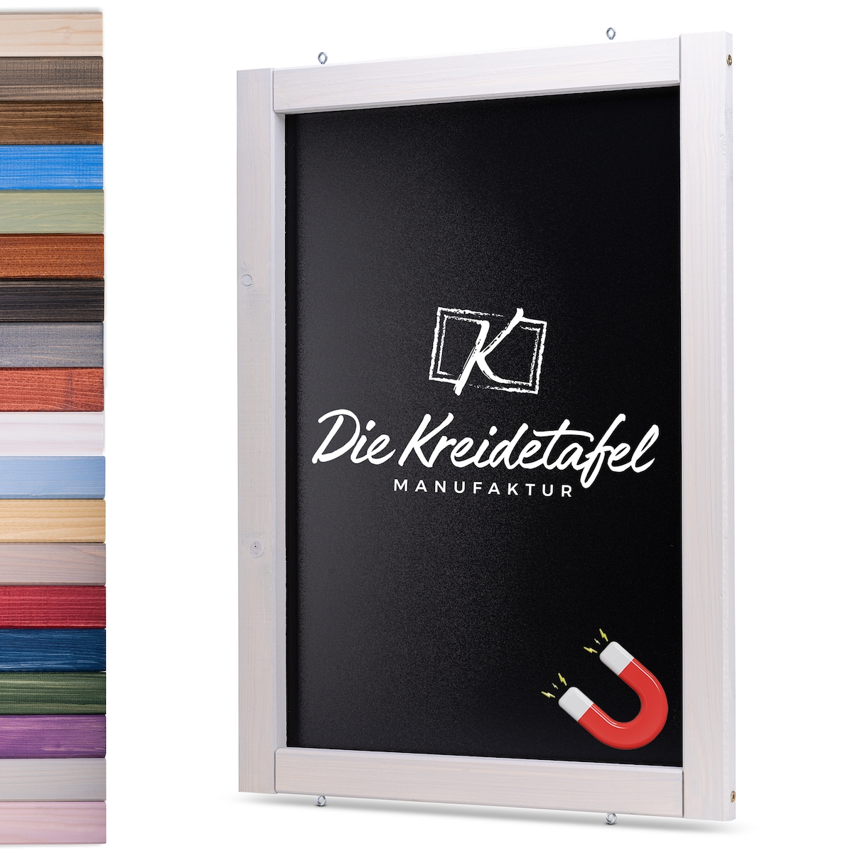 Die Kreidetafel Manufaktur Magnetische Kreidetafel - Magnettafel mit Holzrahmen / Steingrau 40x60cm Image