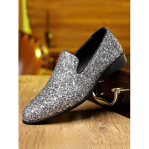 Goldene Glitzer-Herrenschuhe – Premium-Design für formelle Hochzeiten und glamouröse Events Image
