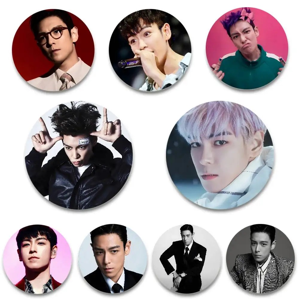 Koreanische Promi Sänger T-TOP Abzeichen Anime Runde Laser Abzeichen Cartoon Brosche Kleidung Rucksack Zubehör Revers Image