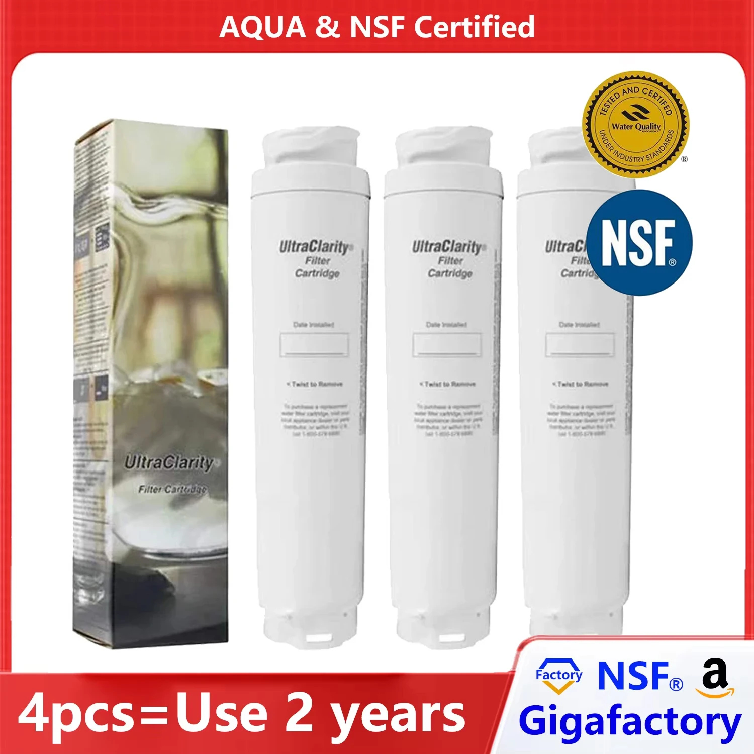 Bosch-NSF zertifizierter Kühlschrank-Wasserfilter, Ultra Clarity 9000194412, 644845, B26FT70SNS, B22CS80SNS, B22CS50SNS Image