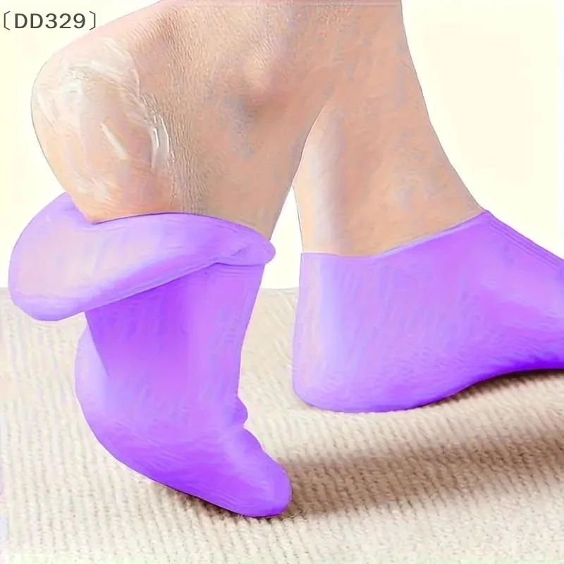 バDD329 ien1 Paar feuchtigkeitsspendende Silikon-Fußsocken, trockene, rissige Füße, Fußpflegesocken, Spa-Pediküre-Socken, Massage, feuchtigkeitsspendende Gel-Socken Image