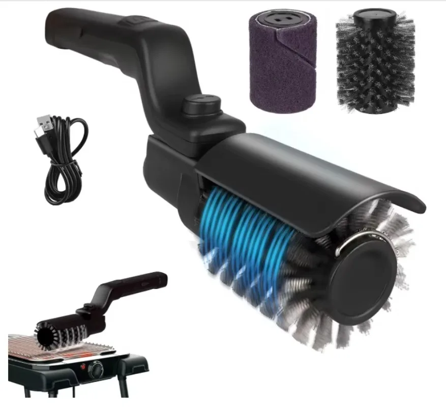 Verbesserte elektrische Grillbürste, winkelverstellbare, kabellose, wiederaufladbare Grill-Reinigungsbürste Image