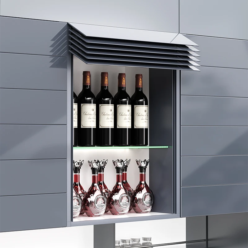 Motorisierter Lamellenlift-Küchenschrank, intelligentes, an der Wand montiertes elektrisches Rollladen-Aufbewahrungssystem