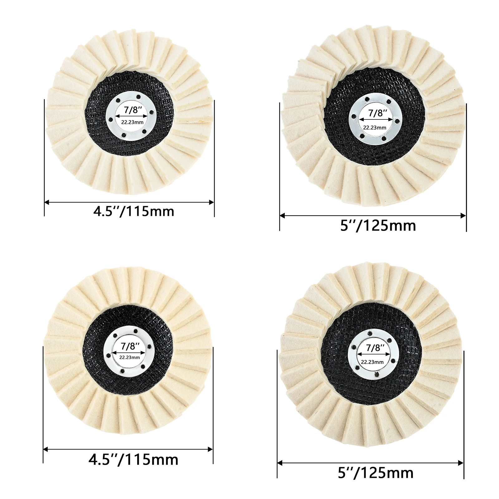 3 Stück Polierwolle-Fächerscheiben für Winkelschleifer-Aufsatz für die Endbearbeitung und Restaurierung von Edelstahl, Aluminium, Metalloberflächen Image