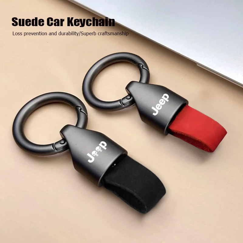 Wildleder Schlüsselanhänger Auto Logo Schlüsselanhänger Kreativer Anhänger Geschenk für Jeep Renegade Wagoneer Avenger Recon Wrangler JK Gladiator Compass Gr Image