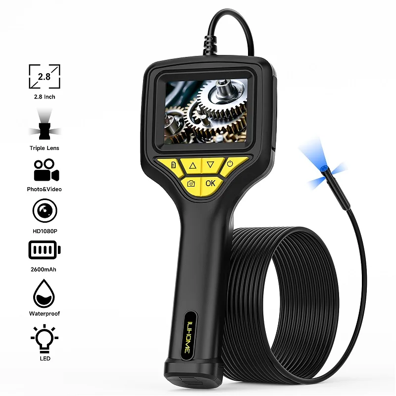 Handheld Endoskop 2,8'' IPS Bildschirm Video Auto Inspektion Endoskop Single Dual Triple Autofokus Kamera Abnehmbare 2600mAh Batterie Image