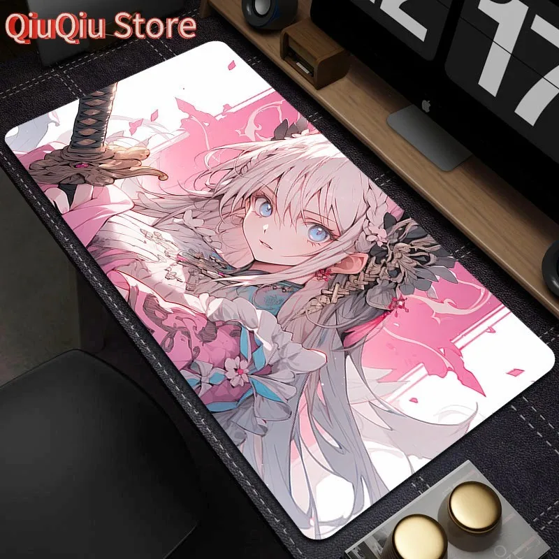Anime Mädchen Mauspad rutschfeste Gaming Mousepad Gummi Computer Tastatur Pads Büro große Tischmatte Image
