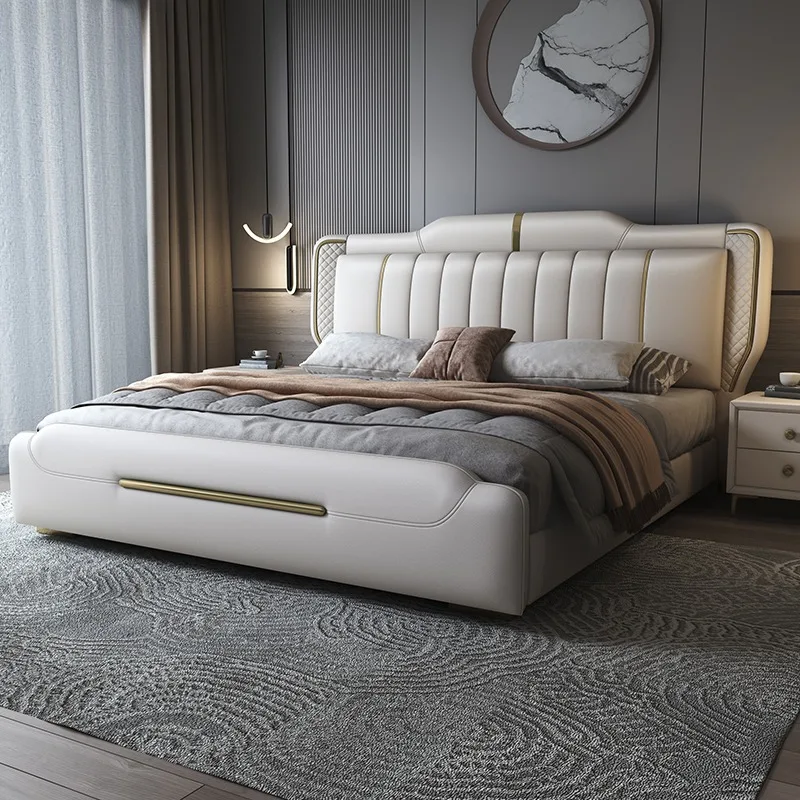 Nordic Nachttische Bett Rahmen Gepolstert Phantasie Kopfteil Bett Einzigartige Luxus Camas De Casal De Luxo Schlafzimmer Möbel Zubehör