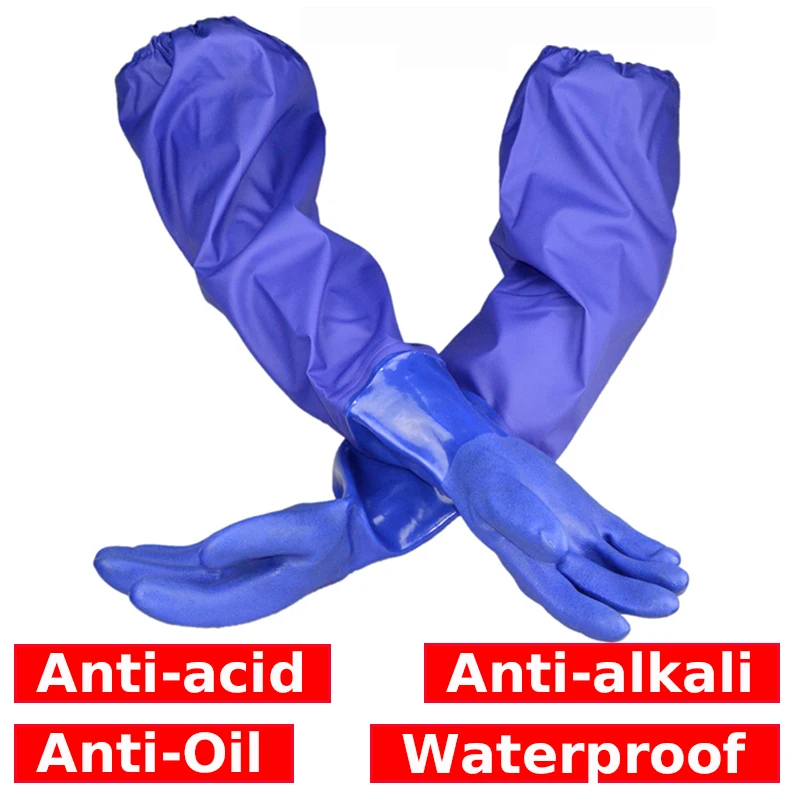 NMSAFETY Chemische Schutz PVC Tauch Öl Beständig Wasserdichte Sicherheit Handschuhe Säure und Alkali Beständig handschuhe 60CM Mehr Image