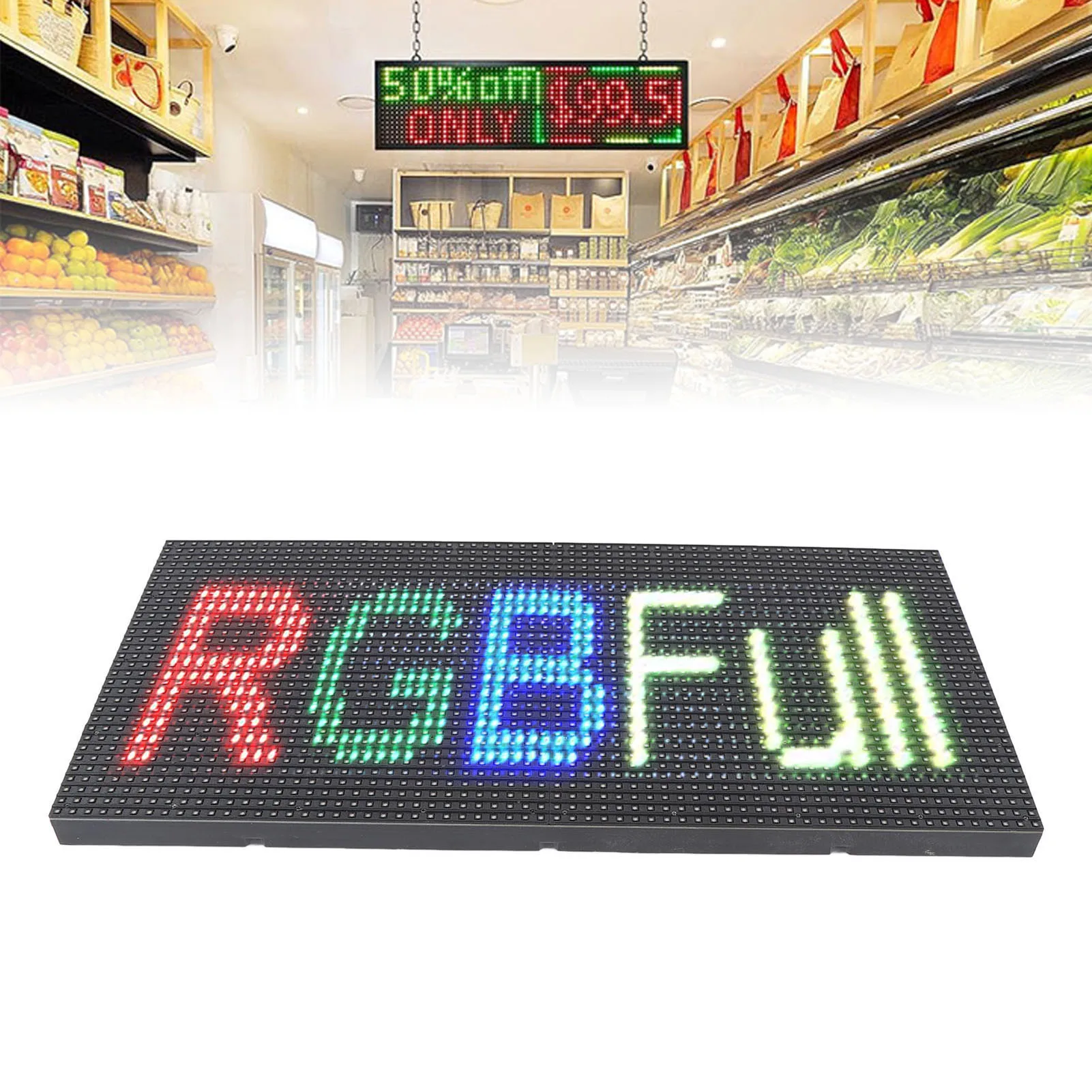 LED-Schild für den Innenbereich, P10, vollfarbig, rutschfest, wasserdicht, LED-Anzeige für Schaufenster, Salons, Cafés, 320 x 160 mm, LED-Anzeige Image