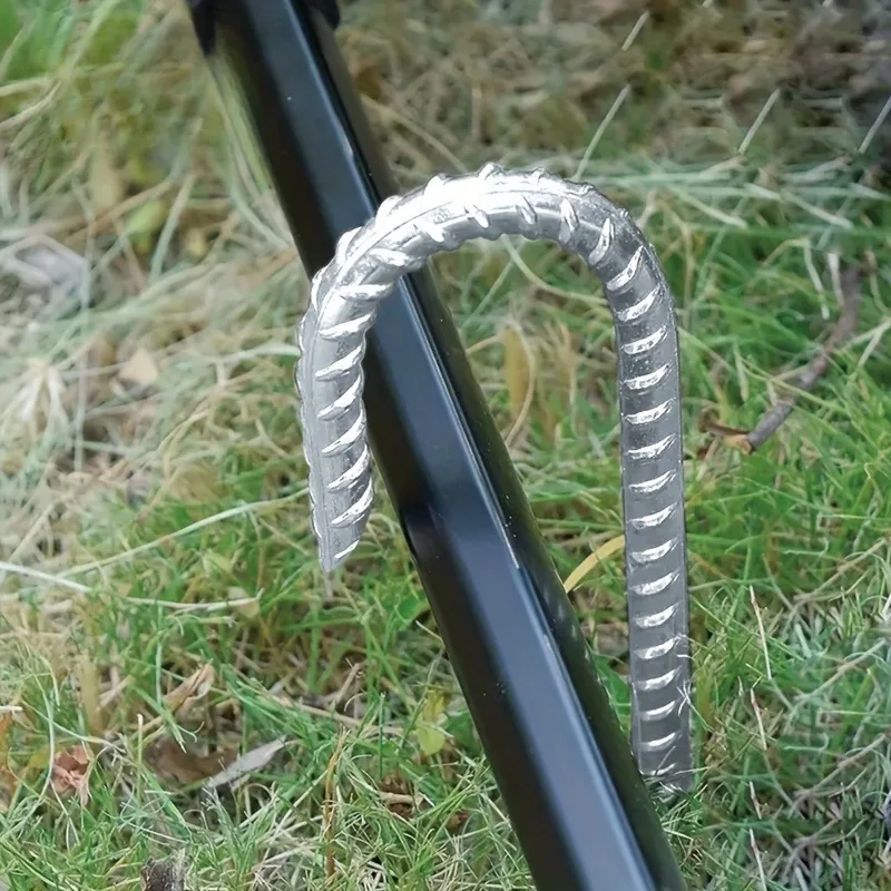 12 Stück 30 cm Bewehrungsstäbe, robuste J-Trampolin-Bodenpfähle, Metall-Landschaftsspikes, Bodenanker, Pflanzenunterstützung, Gartenpfähle Image