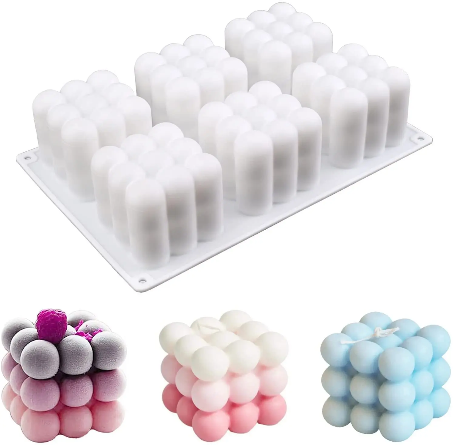 6 Hohlraum große Blase Ball Silikon Kerze Form 3d Würfel Schokolade Mousse Kuchen Form Eis Backen Seifenform Wohnkultur Geschenke Image