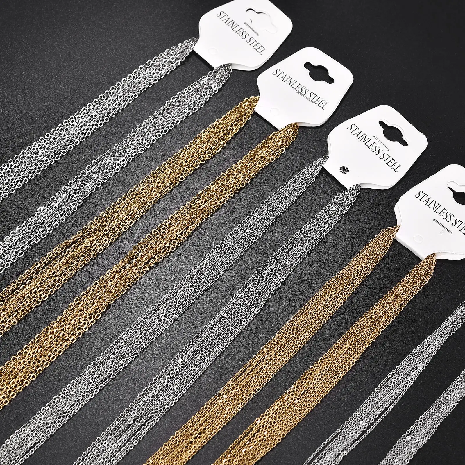 10 stücke Gold Farbe Edelstahl Link 45/50/55/60 CM Groß Halskette Ketten Schmuck kubanischen Ketten Großhandel Kette Colliers DIY Handwerk Image