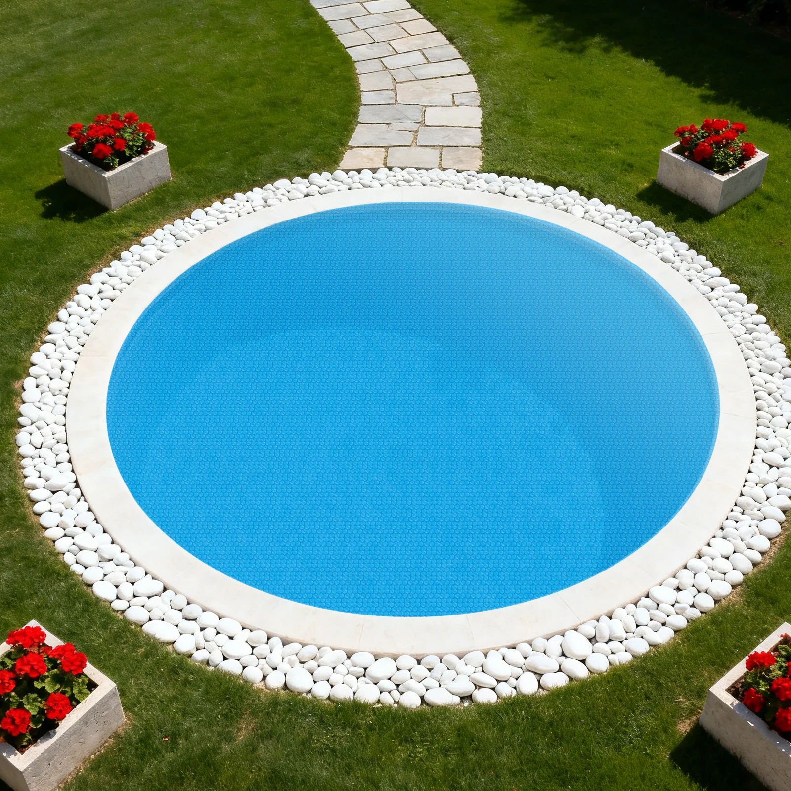 Grande couverture de piscine ronde bleue de 3.6m de diamètre avec bulles, couverture de piscine solaire isolée d'épaisseur pour piscines gonflables