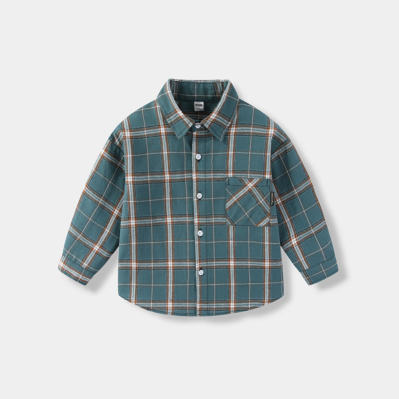 Kids Unisex Shirts Plaid Long Sleeve Pocket Casual Neutral Yellow Spring Clothes 4 years