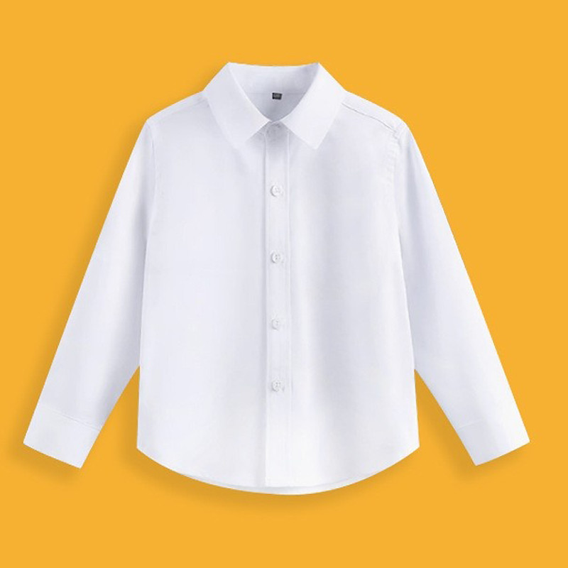 Kids Boys' Shirts Solid Color Long Sleeve Buttons Casual Neutral White Spring Clothes 4 years