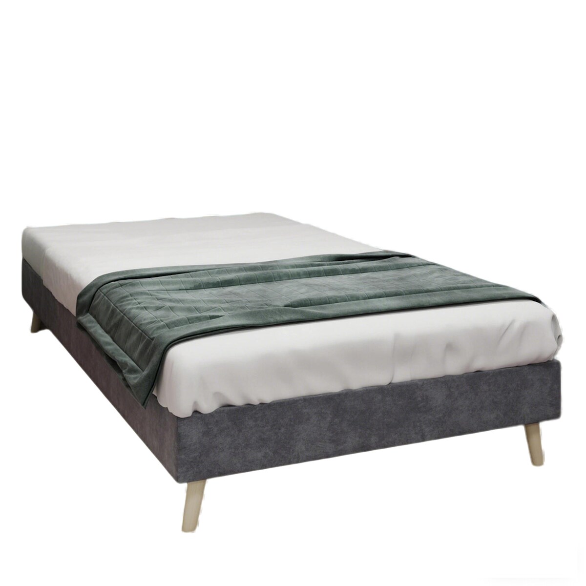 STILVORA Bettgestell 90x200 Modern Minimalistisch Hochwertiger Dutch-Velours Stoff Robuster Metallrahmen Flexibles Kopfteil Grau Image