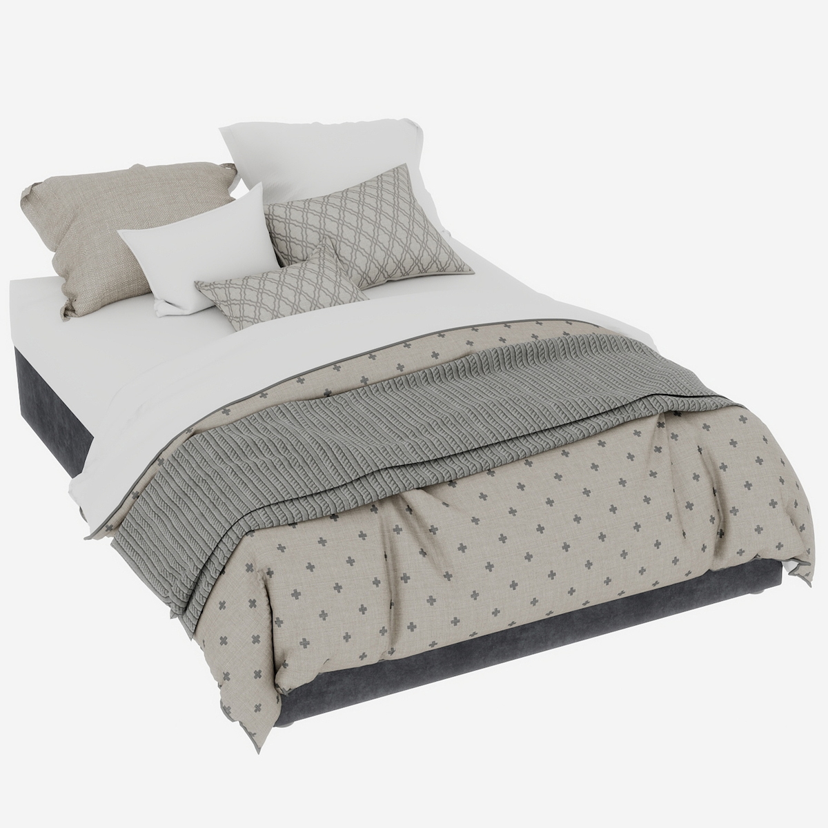 MODFU Bettgestell 140x200 cm ohne Kopfteil, Metallrahmen mit Dutch Velvet Bezug, modern minimalistisches Design, stabil und langlebig, Grau Image