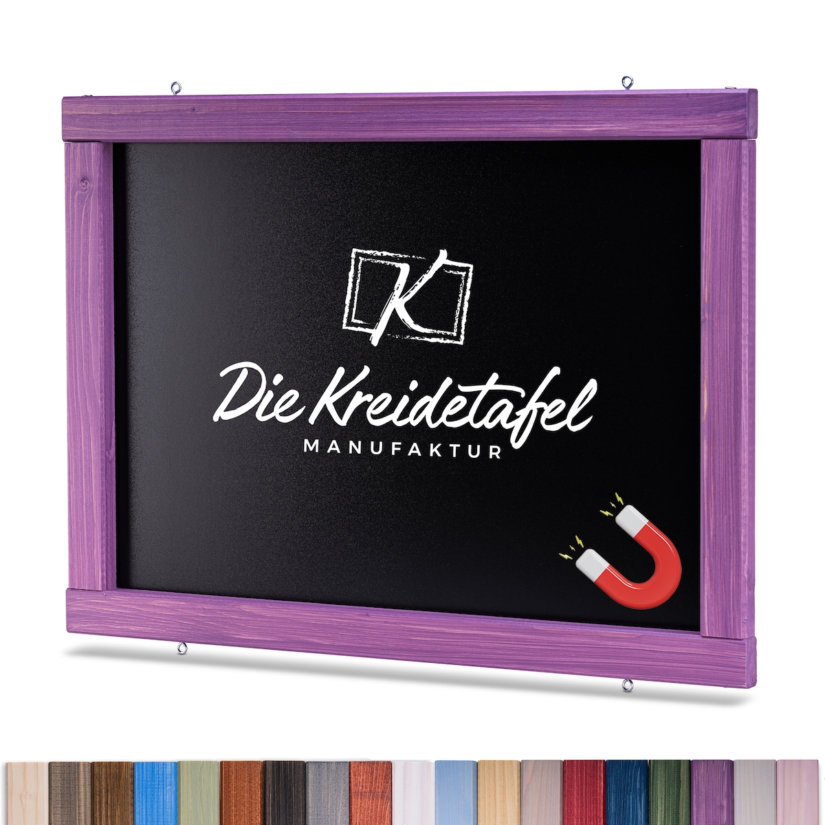 Die Kreidetafel Manufaktur Magnetische Kreidetafel - Magnettafel mit Holzrahmen / Flieder 90x60cm Image
