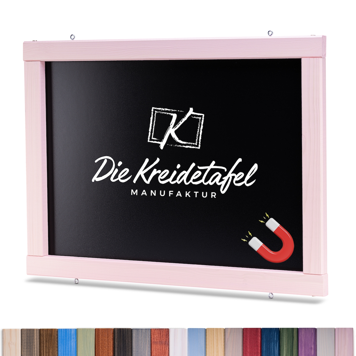 Die Kreidetafel Manufaktur Magnetische Kreidetafel - Magnettafel mit Holzrahmen / Zartrosa 60x40cm Image